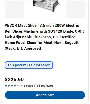 Nudged product listing seen by a web subagent